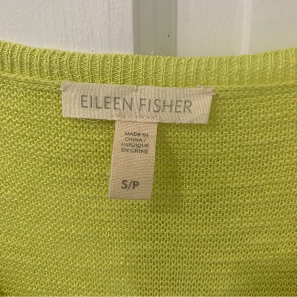 Eileen Fisher Organic Cotton Linen Blend Oversized Honeydew V Neck Tunic Small - Picture 5 of 10
